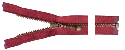 YKK Levehető Cipzár Antik Réz 25cm 4mm Bordeaux