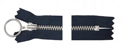 YKK Alumínium cipzár fix gyűrűvel 35cm 4mm Tengerészkék