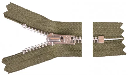 YKK Cipzár Alumínium 12cm 4mm Katonai zöld